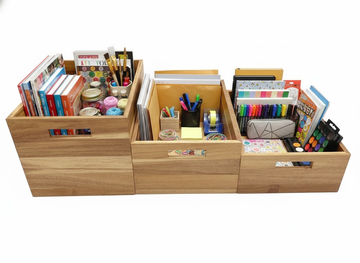 Acacia Wood Storage Bins Set | Wholesale US & EU Markets