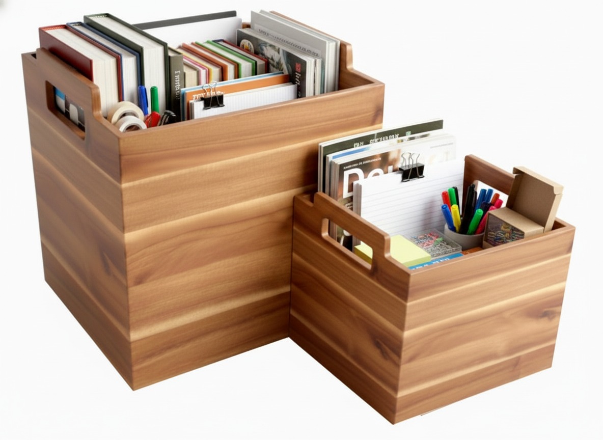 Acacia Wood Storage Bins | Set of 2 | USA & EU Wholesaler