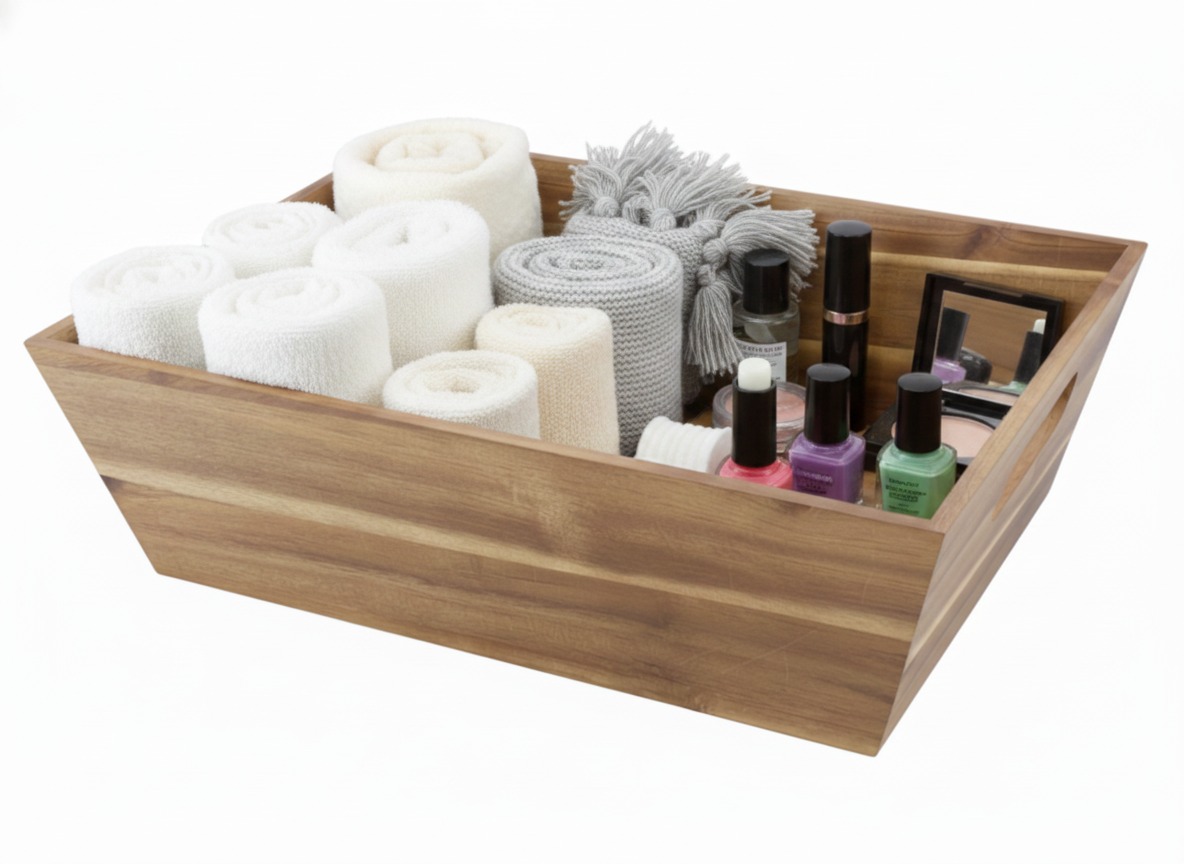 Acacia Wood Storage Bin | Tapered Design | US & EU Markets