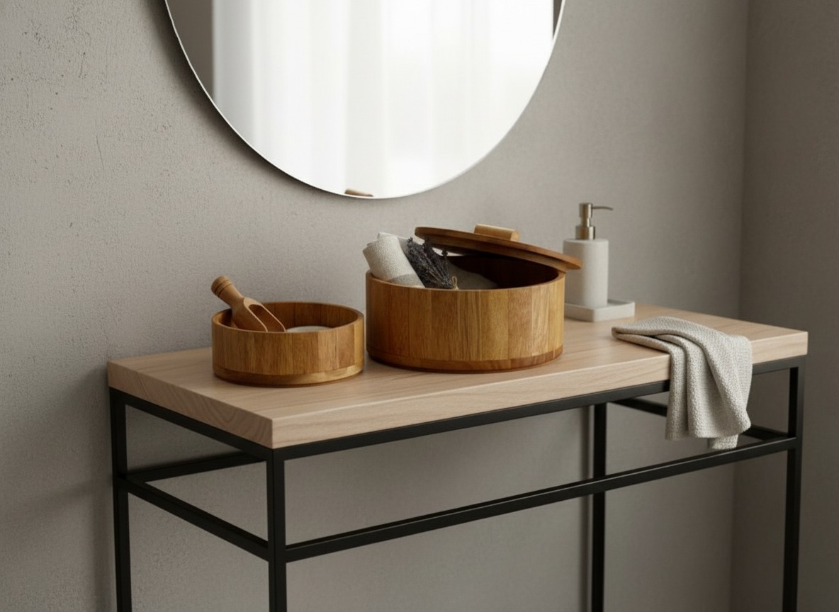 Acacia Wood Utility Boxes | Round Lidded Storage - US/EU Wholesale