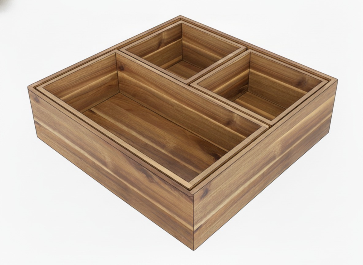 Acacia Wood Storage Bins 4pc - Organize Your Home | US & EU