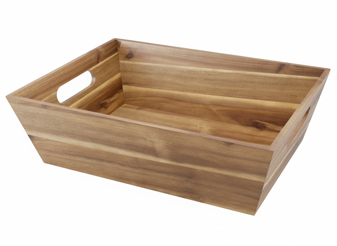 Acacia Wood Storage Bin | Tapered Design | US & EU Markets