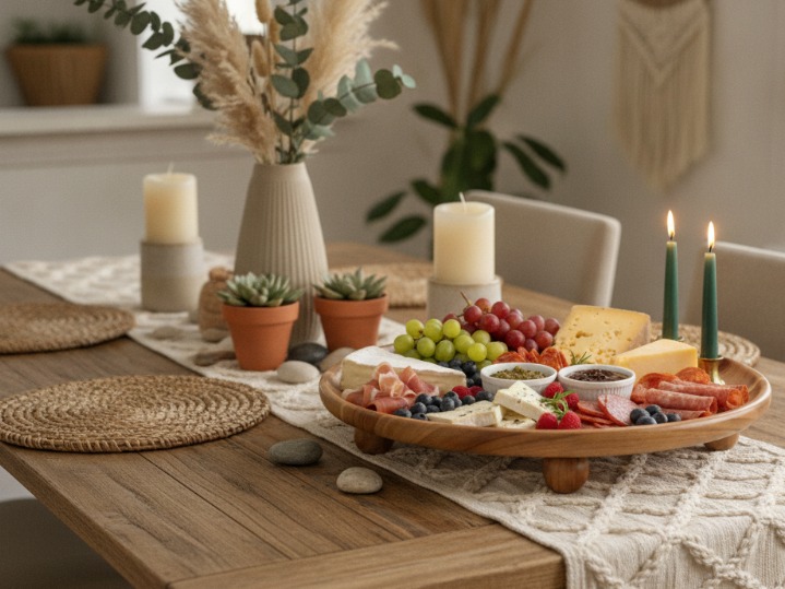 Superior Round Acacia Wood Footed Platter