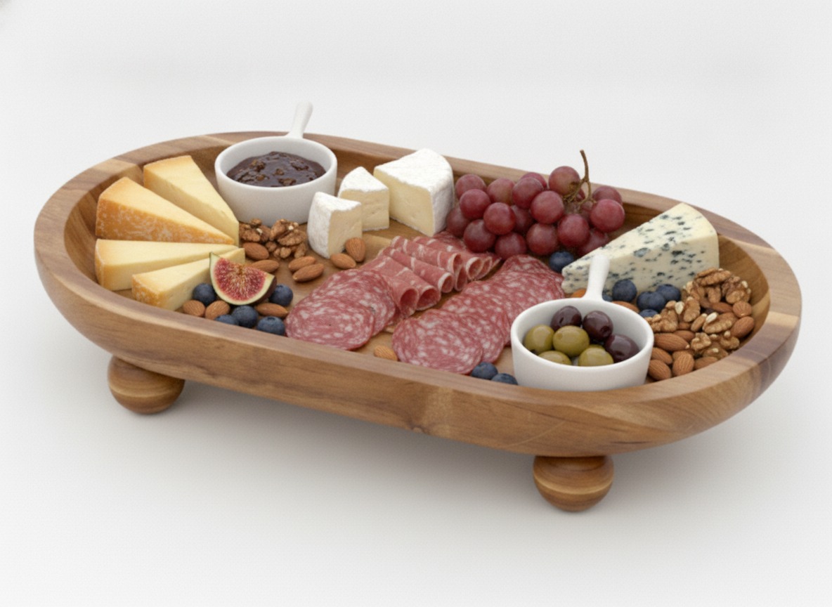 Exquisite Oval Acacia Wood Footed Platter