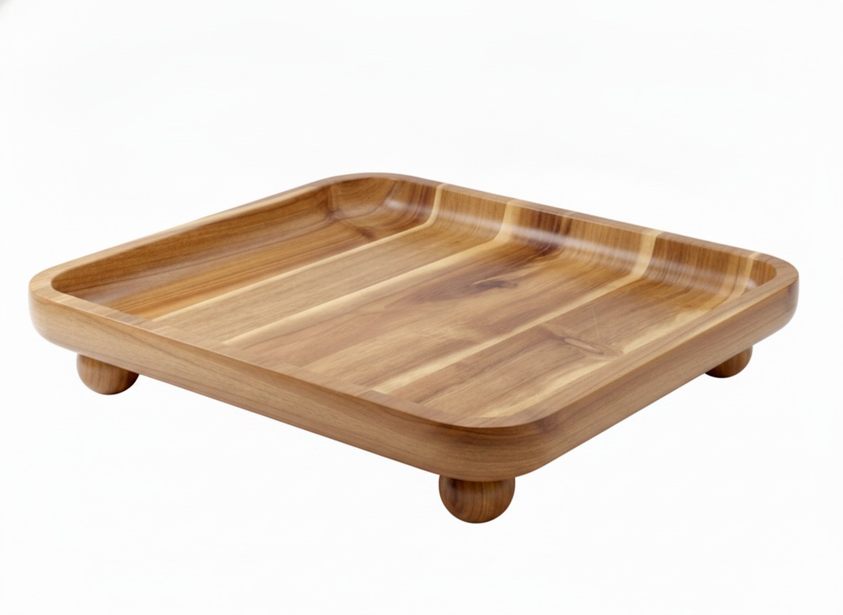 Ultimate Square Acacia Wood Footed Platter Wholesale
