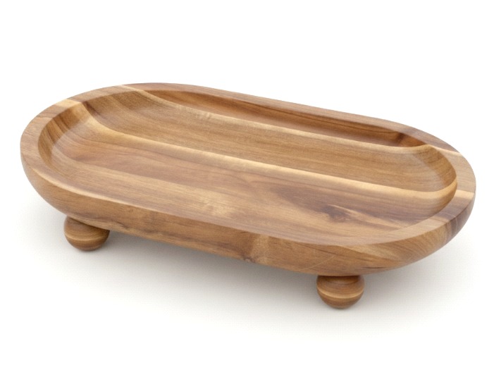 Exquisite Oval Acacia Wood Footed Platter