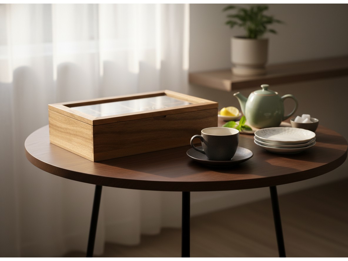 Acacia Wood Teabag Organizer | Stylish Tea Box USA & EU