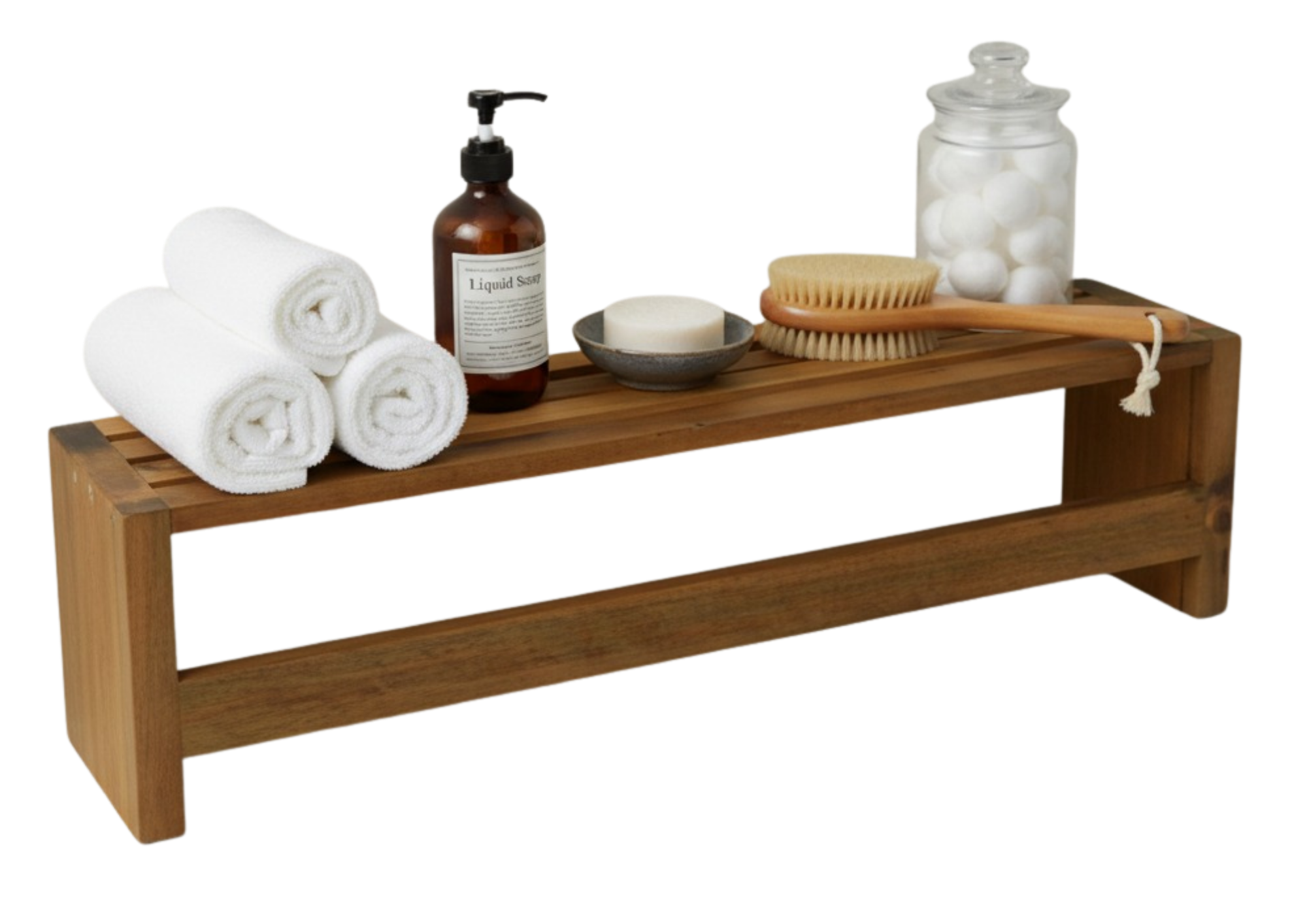 Acacia Wood Wall Shelf | Bathroom Storage for US & EU