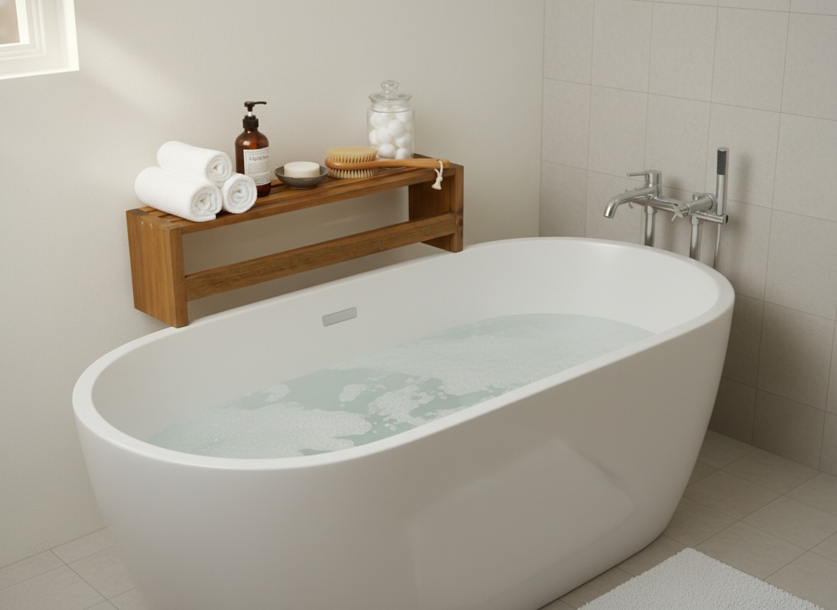 Acacia Wood Wall Shelf | Bathroom Storage for US & EU