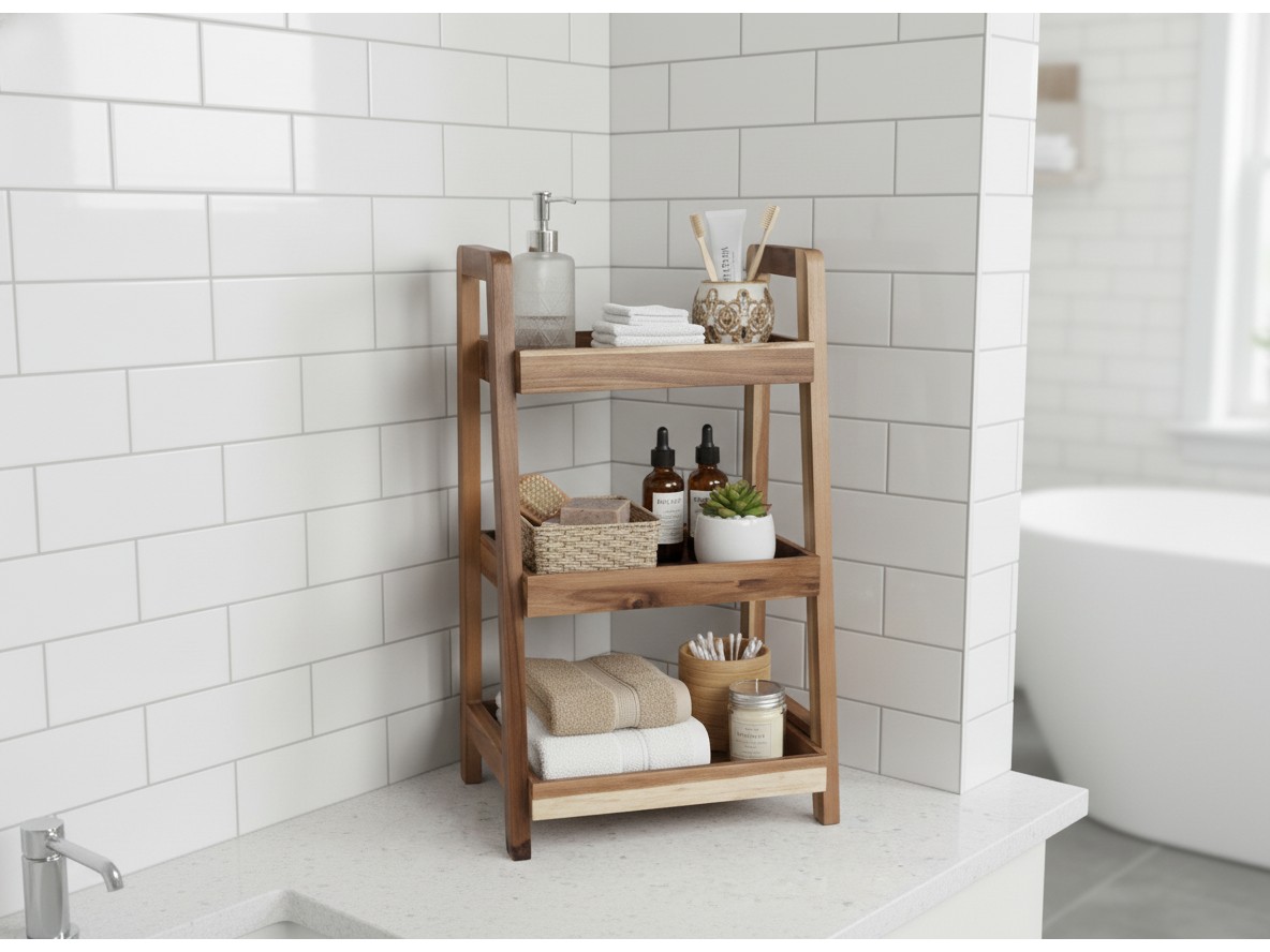 Acacia Wood Bath Shelf - Storage Solutions for US & EU