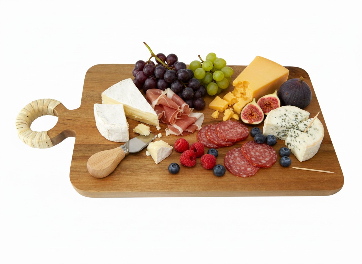 Acacia Wood Serving Board | Rattan Handle Kitchenware - US & EU