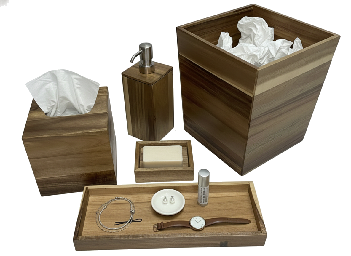 Acacia Wood Bathroom Set | Sustainable Decor - US/EU Wholesale