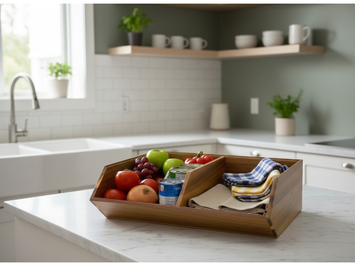 Premium Acacia divided Pantry Bins for Organized Living