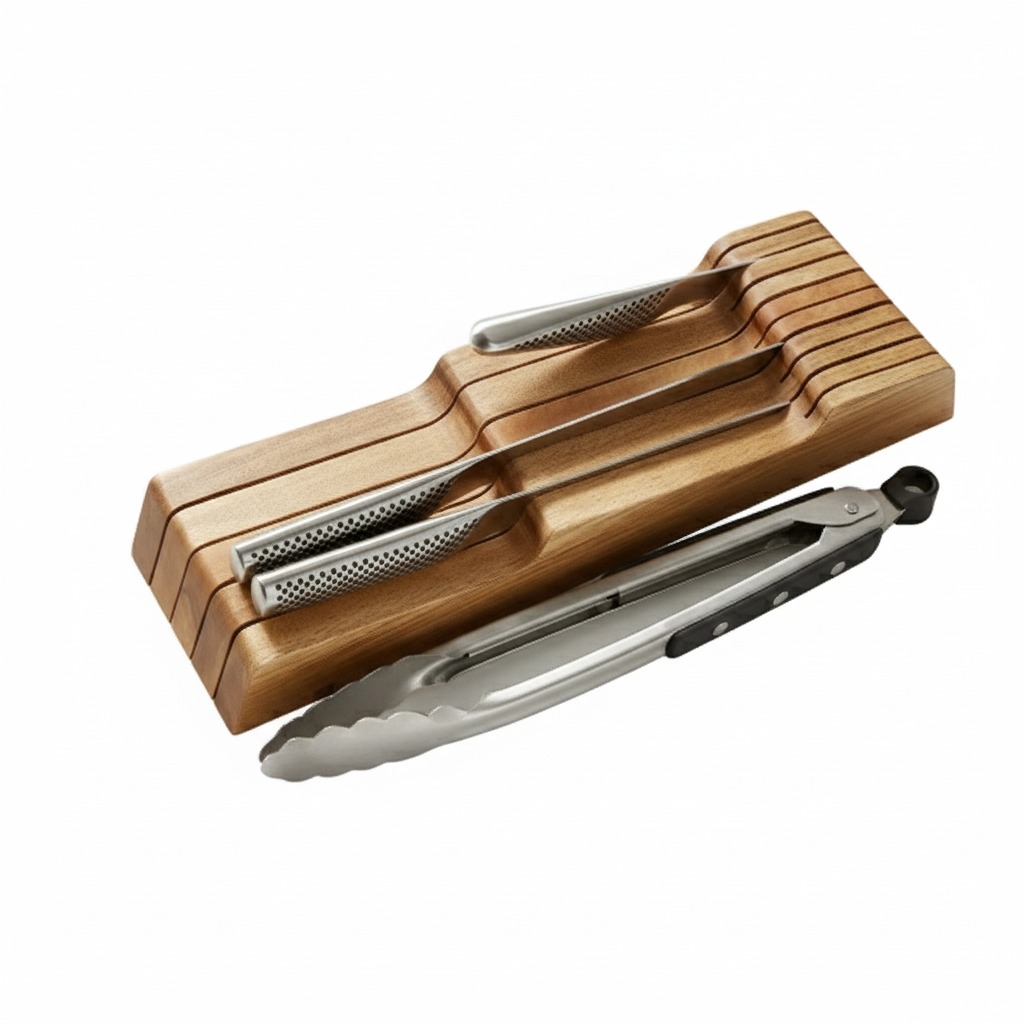 Acacia Wood Knife Organizer | In-Drawer Storage US/EU