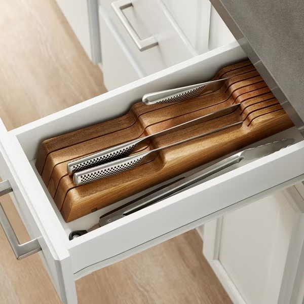 Acacia Wood Knife Organizer | In-Drawer Storage US/EU