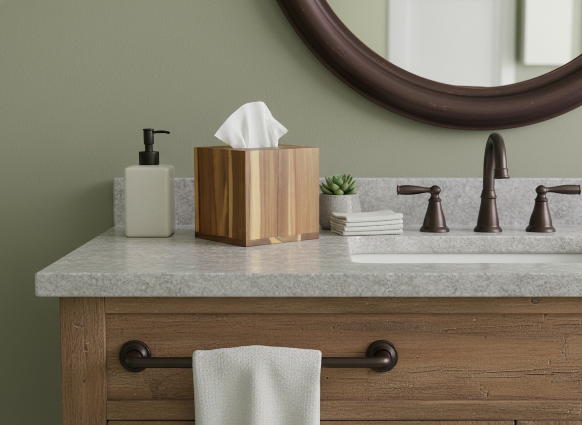 Acacia Wood Tissue Box Cover - Sustainable Decor | USA & EU