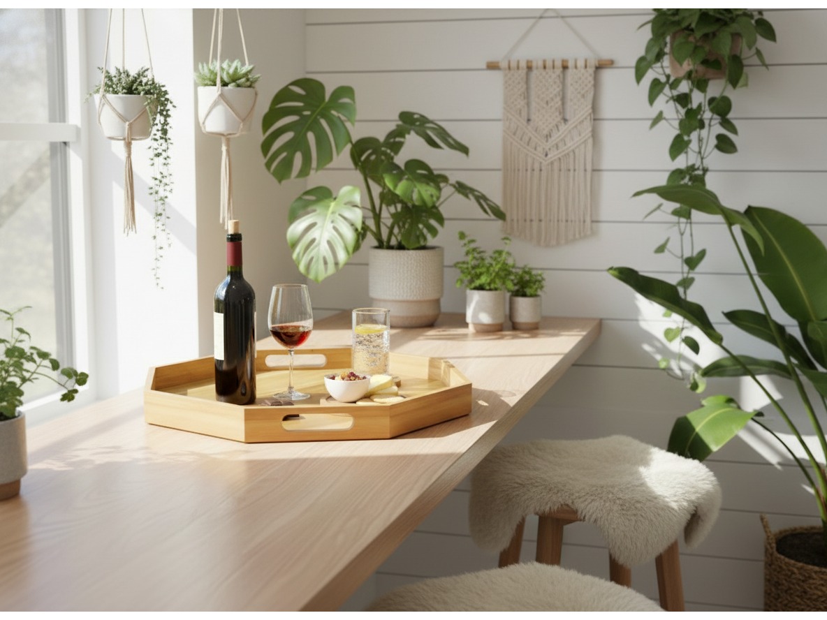 Superior Acacia Wood Octagonal Tray | US & EU Kitchenware