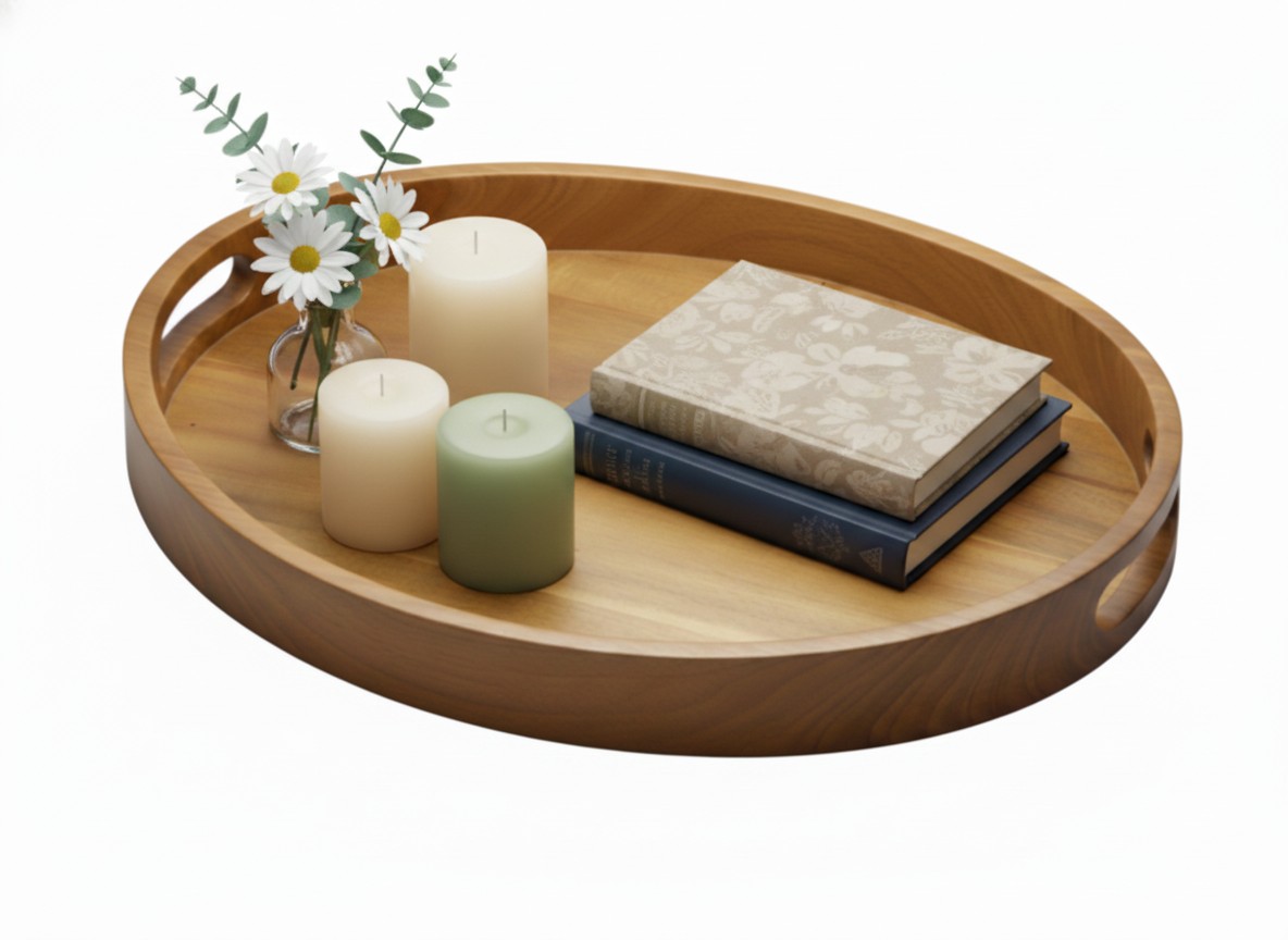 Exquisite Acacia Wood Serving Tray with Handles - USA & EU