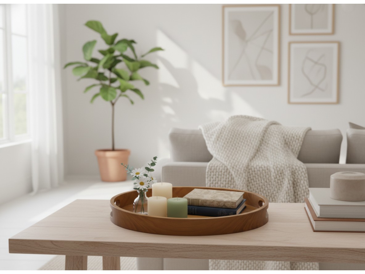 Exquisite Acacia Wood Serving Tray with Handles - USA & EU