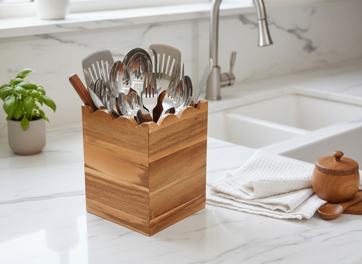 Acacia Wood Utensil Holder | Vietnam Wholesale | Eco-Friendly