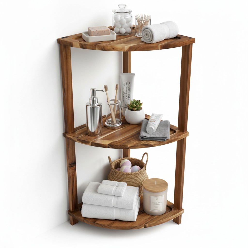 Acacia Wood 3-Tier Corner Bath Rack | US & EU Wholesale