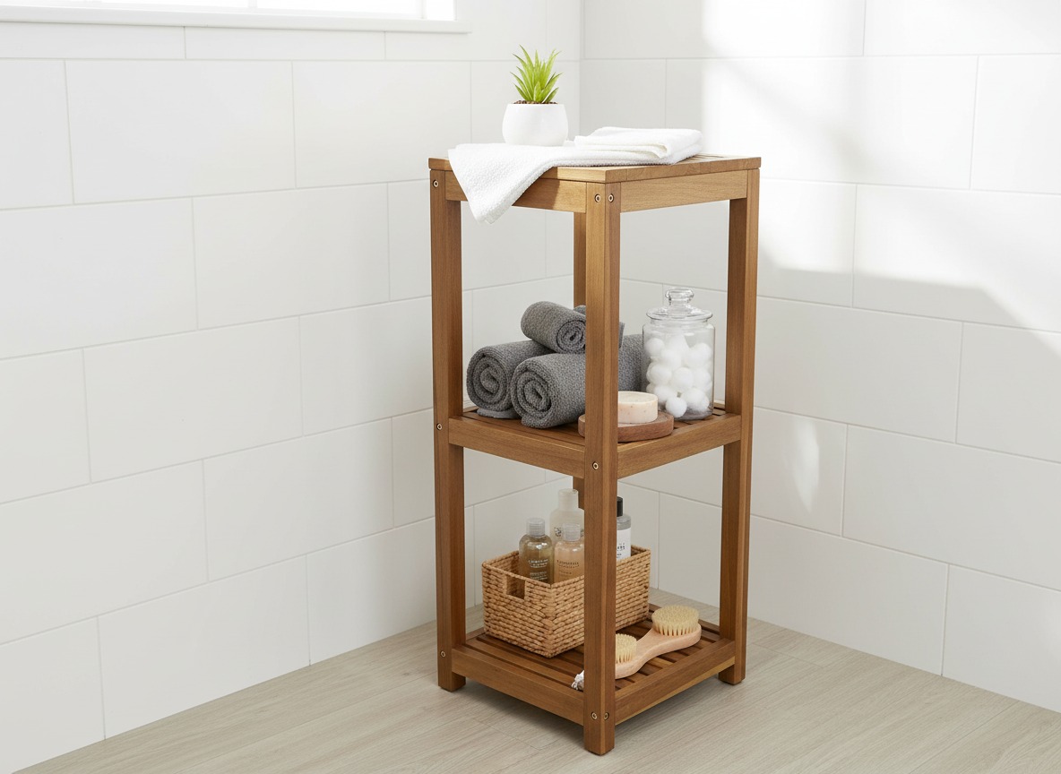 Acacia Bath Tower | 3-Tier Wooden Storage for US & EU
