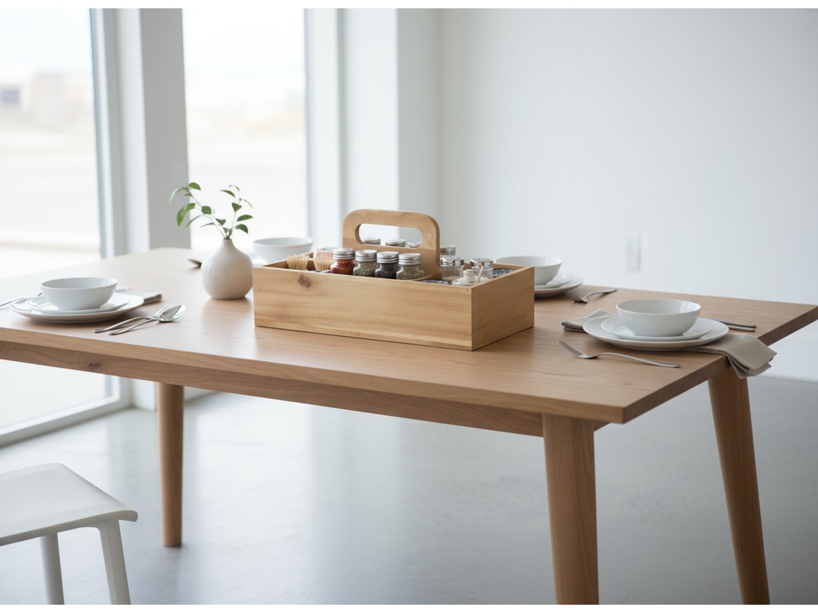 Acacia Wood Flatware Caddy | Durable Utensil Organizer USA/EU